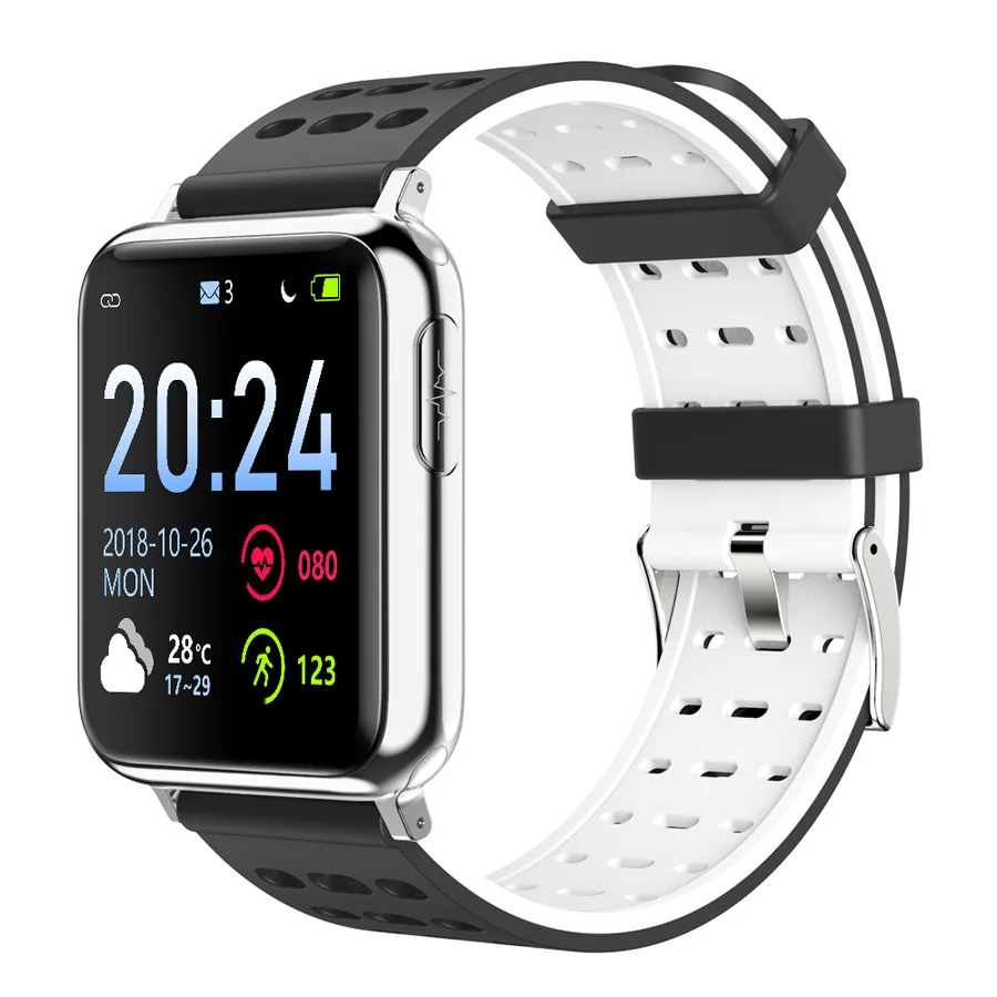 silver w silicone Смарт-браслет V5 с PPG ECG SPO2 пульсометр кровяное давление влагостойкие умные часы с ремешком Bluetooth умные часы - Цвет: silver w silicone