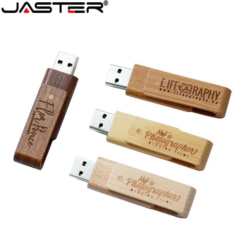 Usb флеш накопитель JASTER с деревянным логотипом 4 ГБ 8 16 32 64 usb 2 0 Подарочная флешка|USB