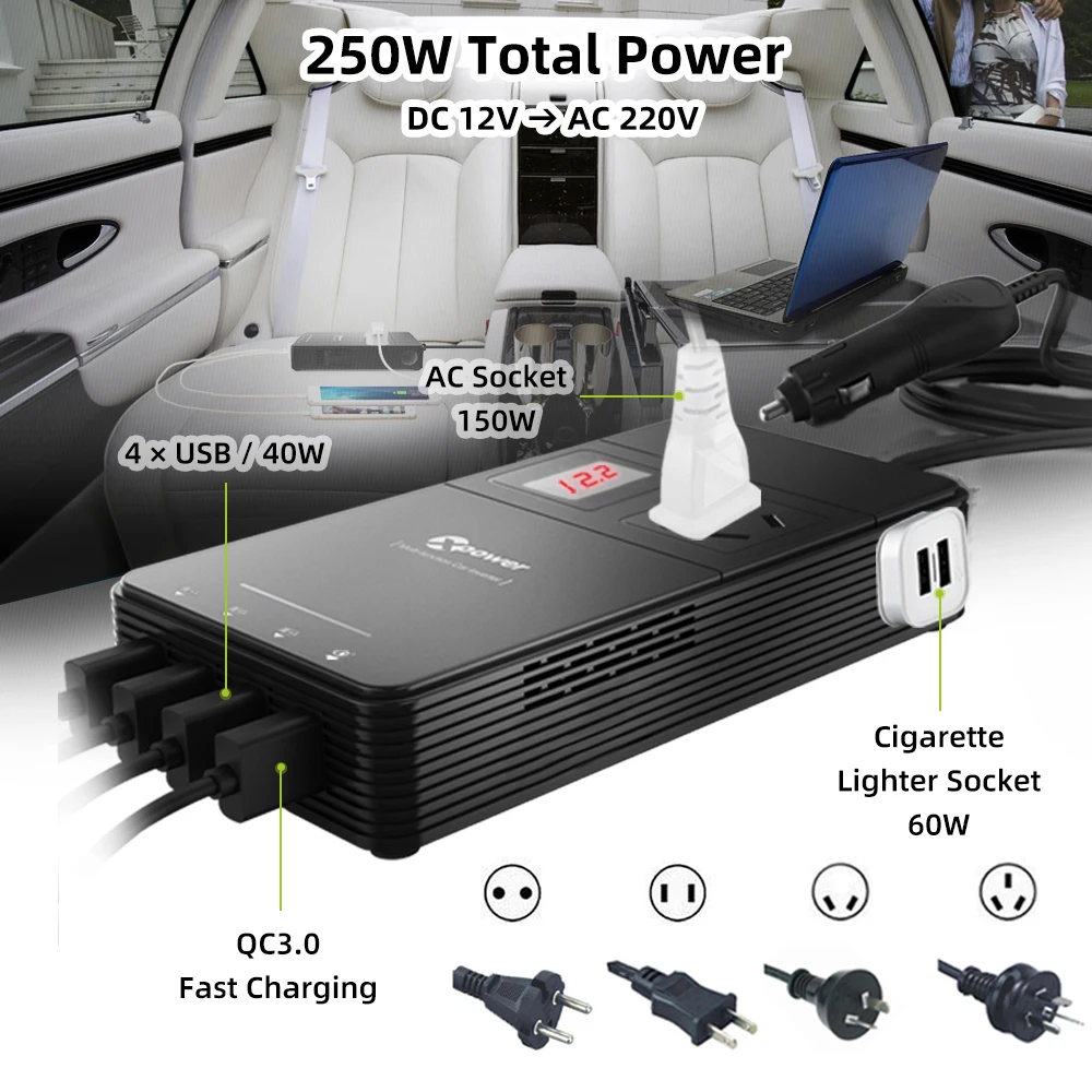 US $34.50 Deelife 12 V 220 V Car Power Inverter 12v 220v Dc To Ac Voltage Converter With Usb Qc30 Quick Charger Auto 230 Volt Invertor