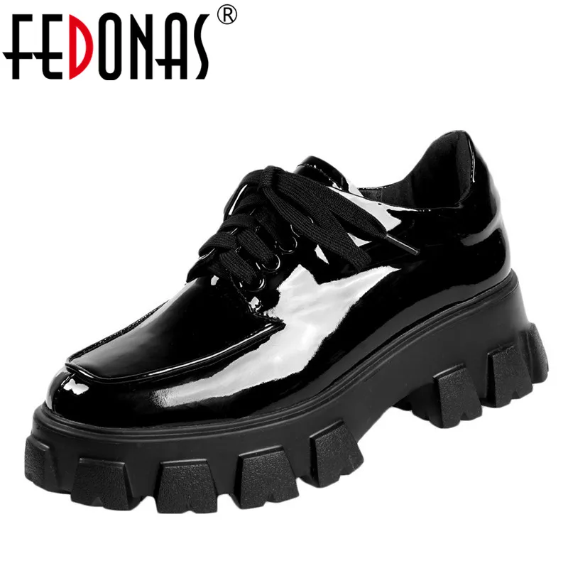 

FEDONAS Newest Pumps Women Genuine Leather Spring Autumn Women Round Toe Casual Basic Party Shoes Woman Slip On Platforms Pumps