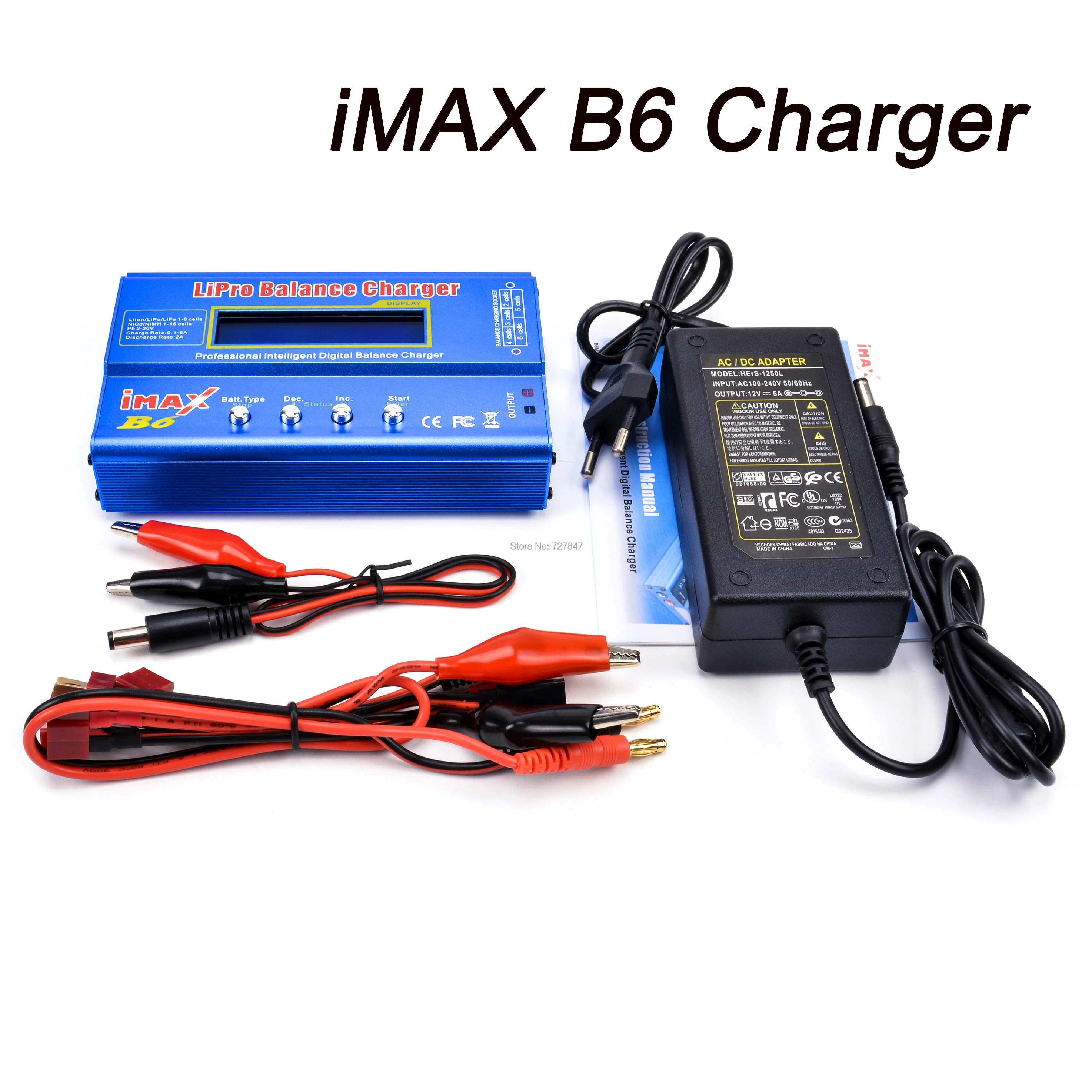 iMAX B6 ЖК-экран цифровой RC Lipo NiMh батарея баланс зарядное устройство Dis зарядное устройство 80 Вт+ AC конвертер адаптер DC 12 В/5A