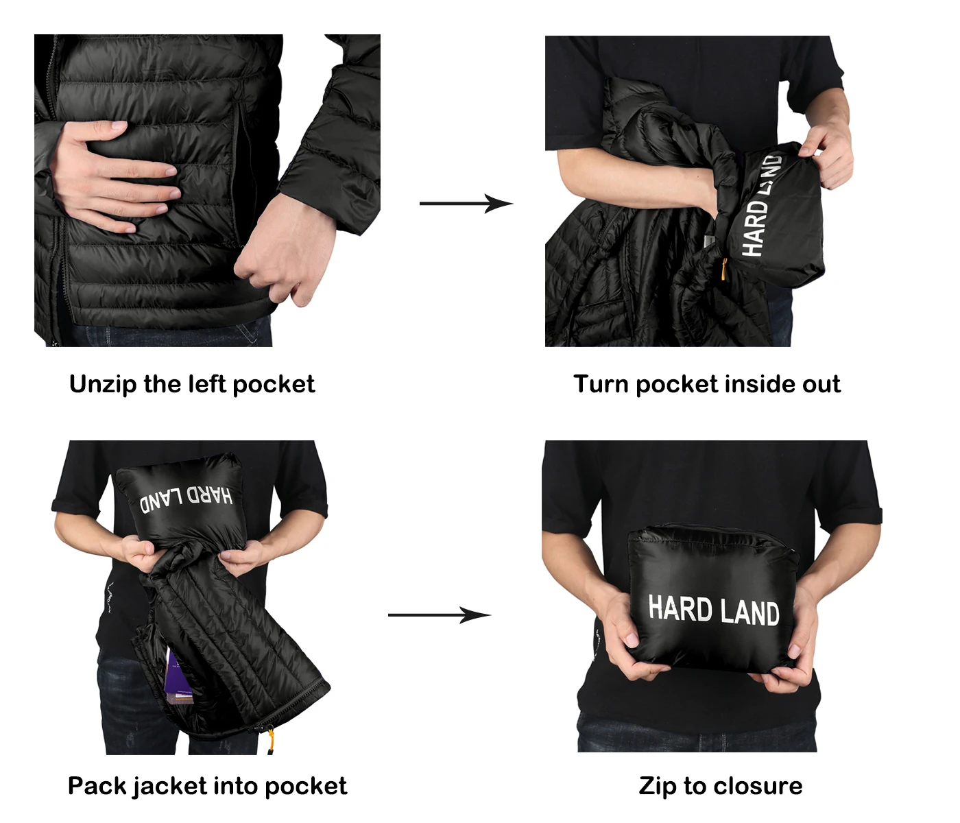 Men's Down Jacket Winter HARD LAND Zipper Hooded High Quality Warm Casual Male Coat Puffer Jacket Fashion Parka Outwear