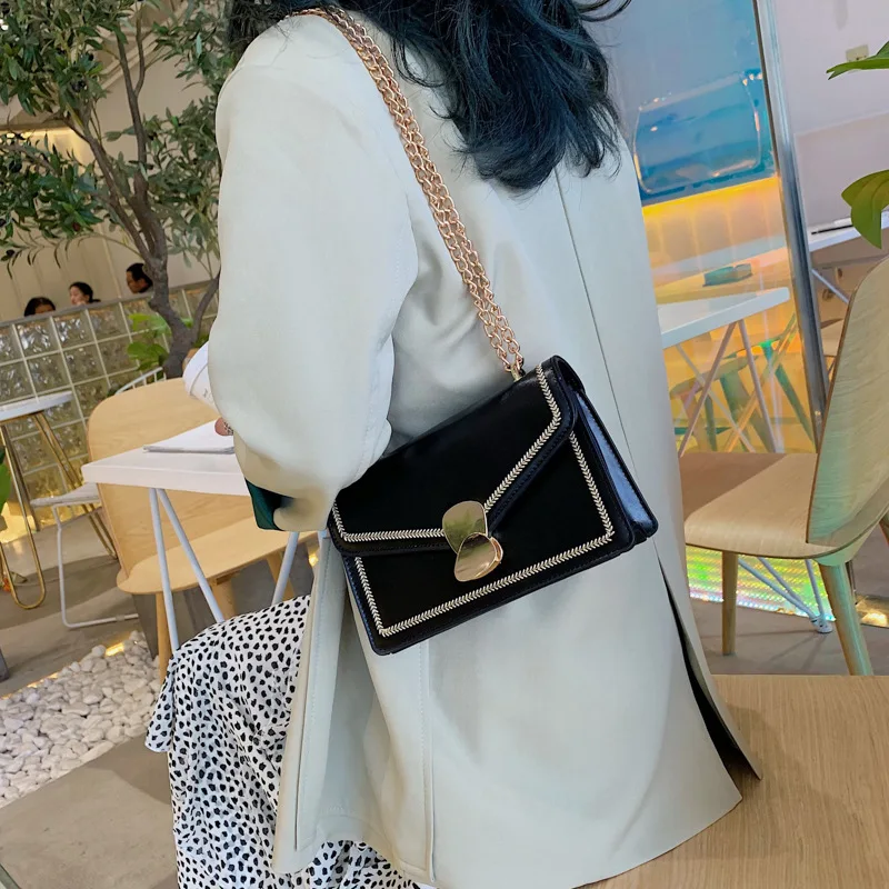 

Elegant Bag Women's 2019 New Style Fashion Chain Lock Square Sling Bag Fashion Korean-style Versatile Crossbody Bag Women's