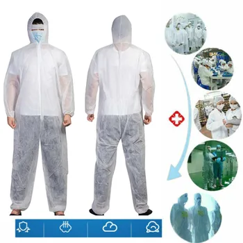 

In stock Disposable Protection Gown Dust Spray Suit Siamese Non-woven Dust-proof Anti Splash Clothing Safely Protection Clothes