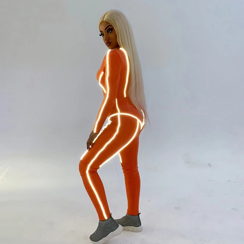 Комбинезоны для фитнеса со светоотражающими линиями женский спортивный