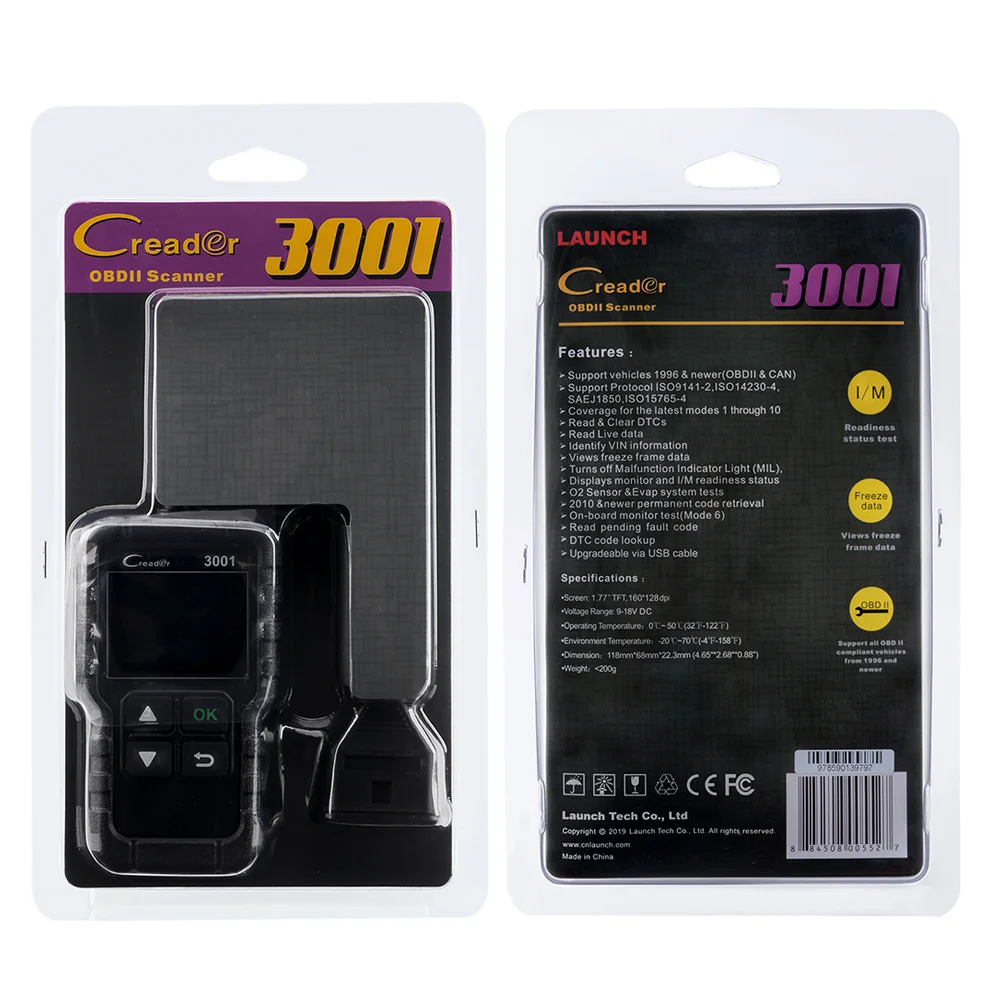 Запуск полный OBD2 Code Reader Сканер Creader 3001 OBDII/EOBD автомобиля диагностический инструмент в русский CR3001 pk AL319 AL519 OM123