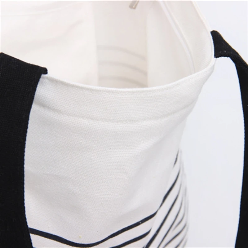 Katoen Streep Canvas Shopping Tote Schouder Защита окружающей среды Draagtas Eco herbroikbare Tas