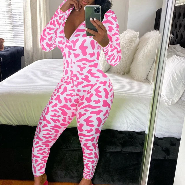 impactante Paja Apariencia Pijama Sexy con estampado de leopardo para adulto, pijama de dibujos  animados, pijama para mujer, mono largo, ropa de fiesta de navidad _ -  AliExpress Mobile