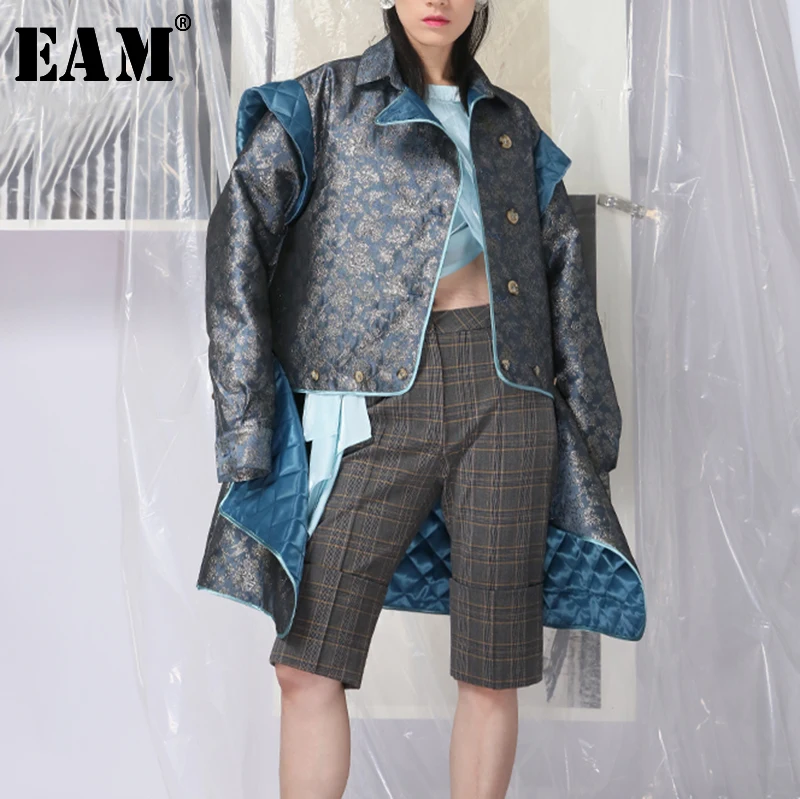 

[EAM] High Waist Gray Plaid Personality Trousers New Loose Fit Knee Length Pants Women Fashion Tide Spring Autumn 2019 LE376
