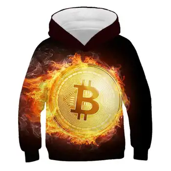 

2020 Boys Girls Children Cool Casual Shirt 3D Printed Bitcoin Casual Hoodie Streetwear Fun Hip Hop Fashion Hoodie