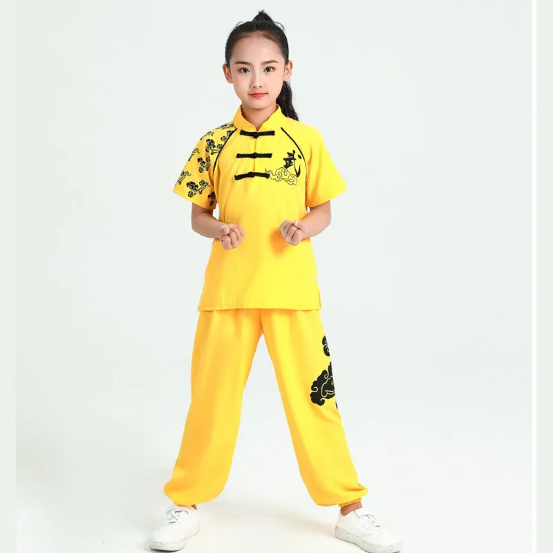 Boy Girl Chinese Traditional Wushu Kung Fu Clothing Set Kids Stage
