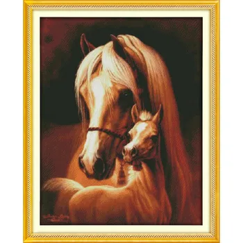 

Deep Love of the Horse Mother and Her Baby 3 DMC Cross Stitch 14CT11CT DIY Needlework Counted Cross stitch Kits For Embroidery
