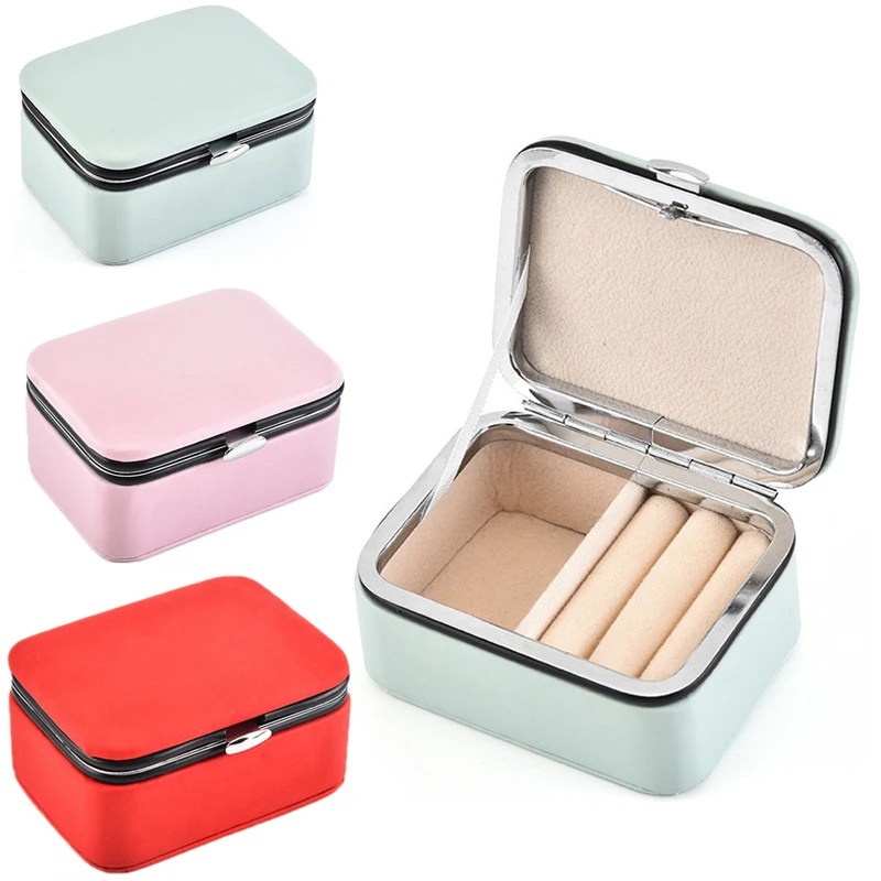 

Red Pink Blue Portabl Mini Small Jewelry Storage Case Traveling Jewelry Holder Ring Earring Necklace Bangle Watch Collection Box