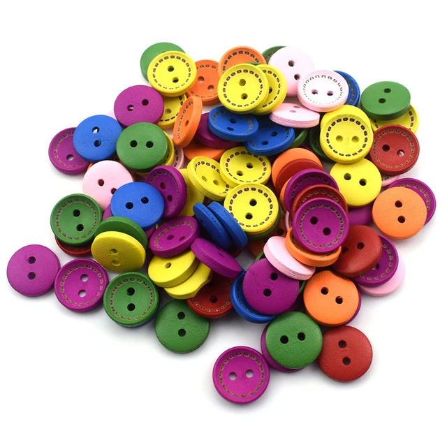 100pcs 15mm Mixed Wooden Button, 2 Holes Round Decorative Wood Craft Bulk  Buttons Decorative Button for DIY Sewing Craft - AliExpress