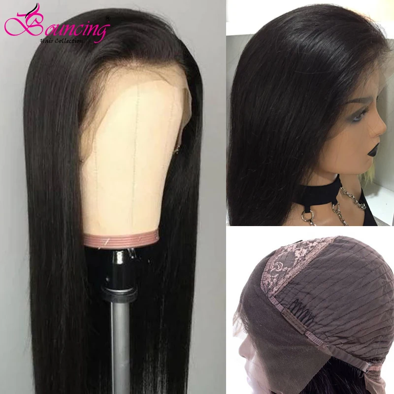 Волнистые прямые человеческие волосы парик бразильские Remy 180% 200% Плотность 13x4