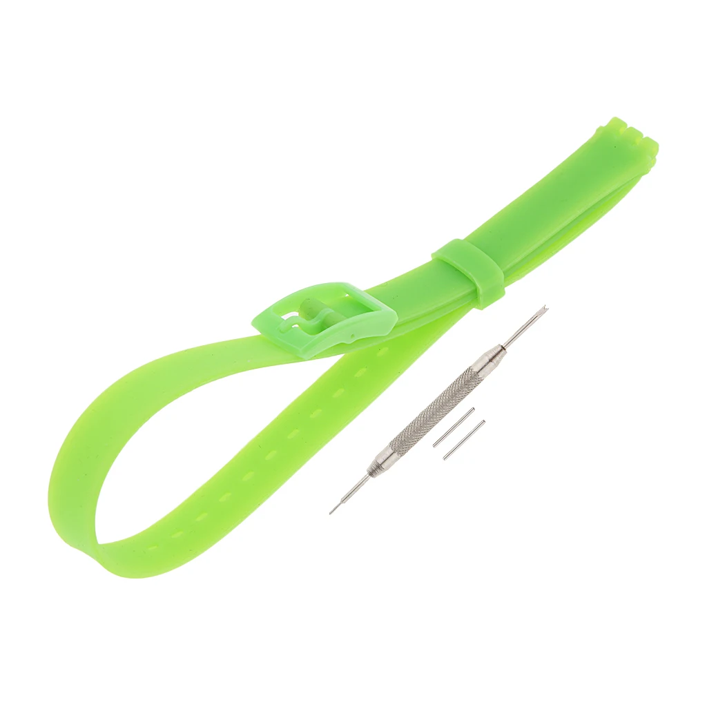 Soft Waterproof Silicone Rubber Watch Strap Replace 12mm Width for Swatch