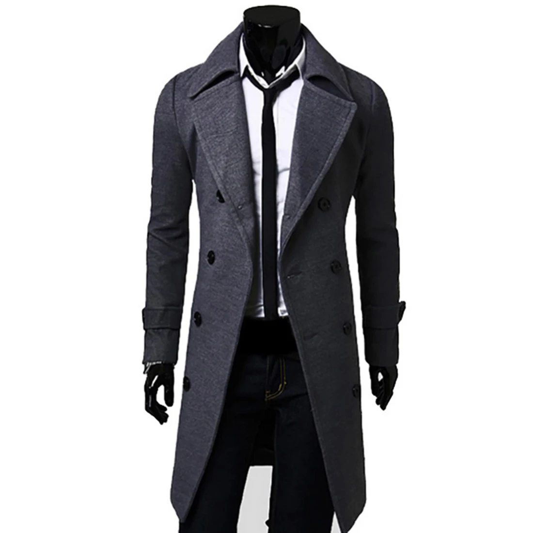 Роскошное мужское зимнее теплое длинное пальто, повседневный флисовый Тренч, Мужская плотная одежда, Тренч, куртка, Мужская одежда, приталенная, Abrigo Hombre