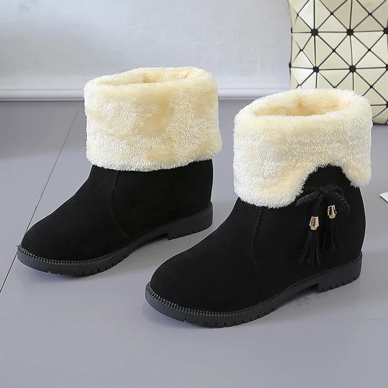 Uh8 botas de lã quente mulheres camurça
