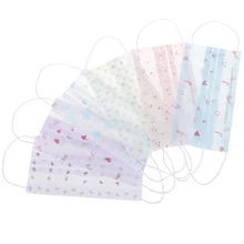 10 шт. нетканые одноразовые пылезащитные маски для лица, маска для рта с мультяшным принтом, респиратор, медицинская маска для ушей, защитный чехол, 3 слоя