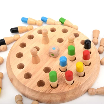 

Kids Wooden Memory Chess Toy Match Stick Chess Game Fun Block Board Game Educational Color Cognitive Ability Toy for Children
