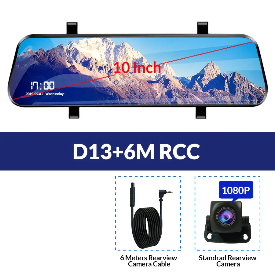 D13 - 6M RCC E-ACE 12 дюймов Android 4G DVR Автомобильная камера Android gps навигация автомобильный видеорегистратор с Bluetooth WiFi ADAS Автомобильный регистратор - Название цвета: D13 - 6M RCC