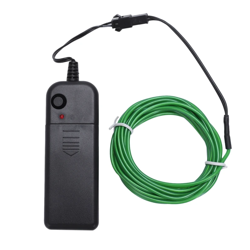 Неоновый светящийся электролюминесцентный провод(El Wire) с контроллером аккумуляторной батареи(зеленый, 3 м