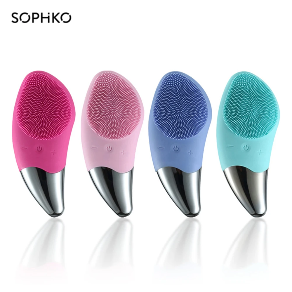 

Silicone Powered Facial Cleansing Devices Cleaning Brush Face Skin Care Tools Waterproof Electric Sonic Cleanser Beauty Massager