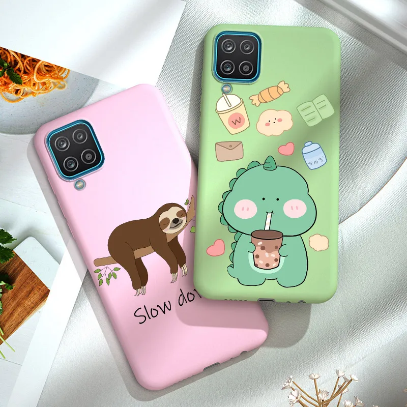 Funda de silicona suave para Samsung Galaxy A12, cubierta trasera bonita de TPU de 6,5 pulgadas para Samsung A12 A 12 A125F A125, Color caramelo de dibujos animados