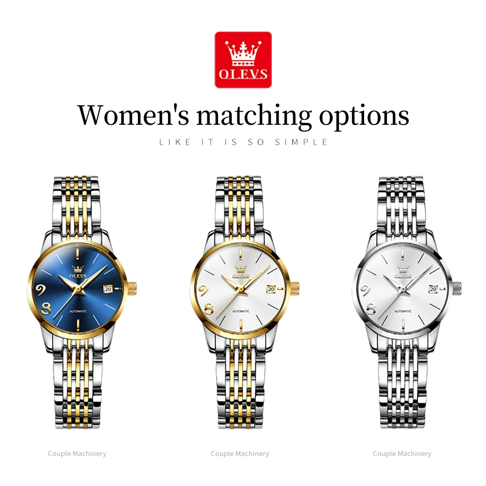 OLEVS Automatic Watch for Women Waterproof Stainless Steel Mechanical Watches Luxury Dress Self Wind Wristwatch Relogio Feminino 5
