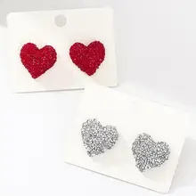 Романтические серьги в форме сердца, инкрустированные стразы, подарок на день Святого Валентина