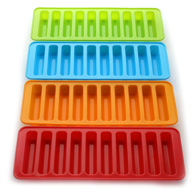 Ice Mold Ice Cream Molds 10 Grids Chic Long Strip Shape Silicone Ice Cube Mould Trays Diy Baking Sausage Hot Dog