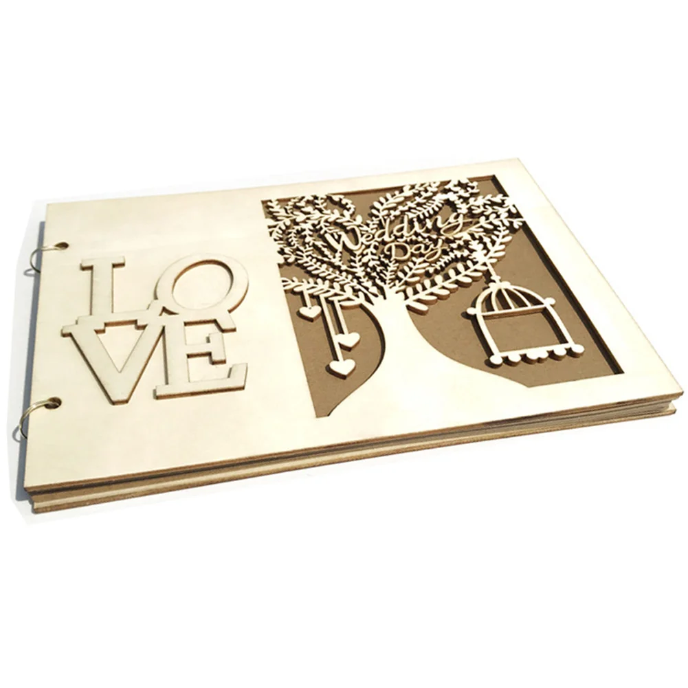 Love Tree Wedding Guest Book Rustic Wooden Guestbook Photo Memory Book Album FP8
