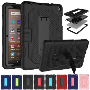 

For Amazon fire HD 8/8 Plus 2020 Rubber With Rigid Plastic Protective Shell Heavy Duty Shockproof Full Body Bracket Case Cover