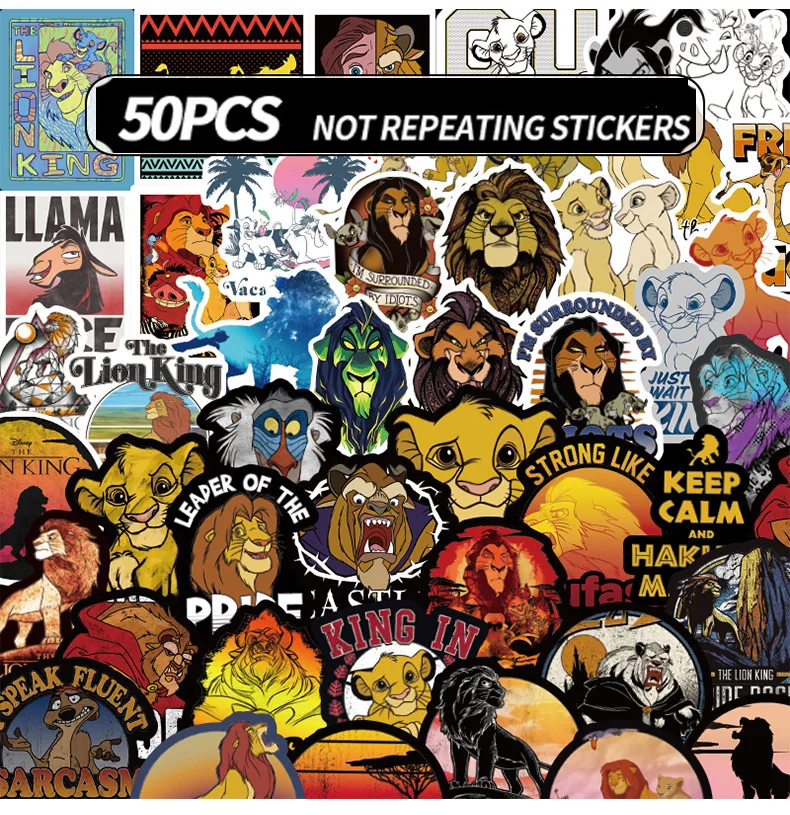 Водонепроницаемый стикер s The Lion King 50 шт./компл. классический багажный стикер Laptap ноутбук компьютерный Декор Cartton disney The Lion King