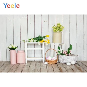 

Spring Easter Egg White Wood Board Wall Flower Backdrop Baby Vinyl Photography Background For Photo Studio Photophone Photozone