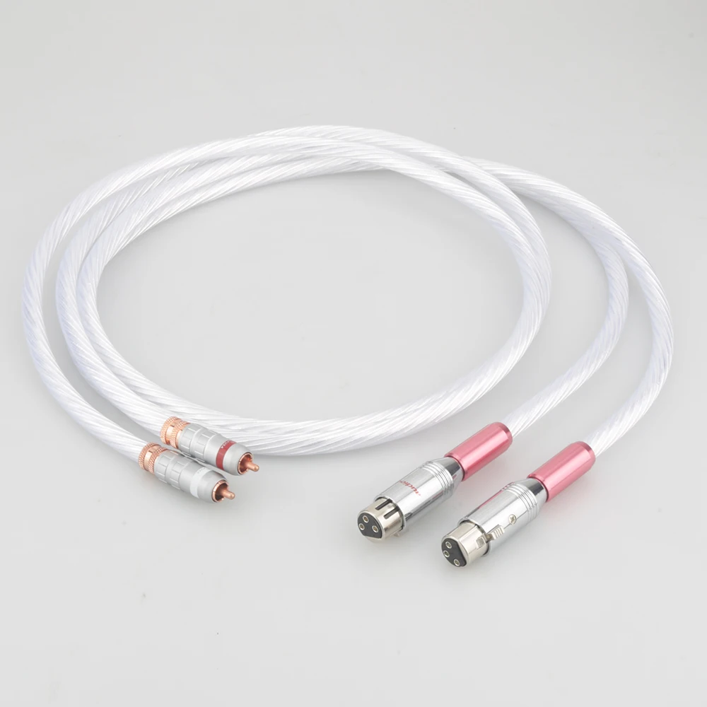 Посеребренный аналоговый RCA аудио кабель для соединения штекер к XLR гнездовой
