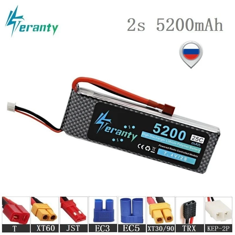 Литий полимерный аккумулятор Teranty MAX 50C 7 4 В 5200 мАч для радиоуправляемых