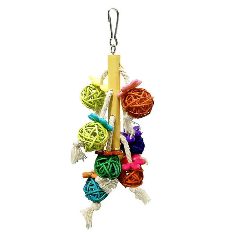 Попугай птица жевательные игрушки из натурального ротанга клетка-шар игрушка для приготовления пищи игрушка для попугай, волнистый попугай длиннохвостый попугай Австралийский попугай Conure Lovebird Finch - Цвет: Multi-color