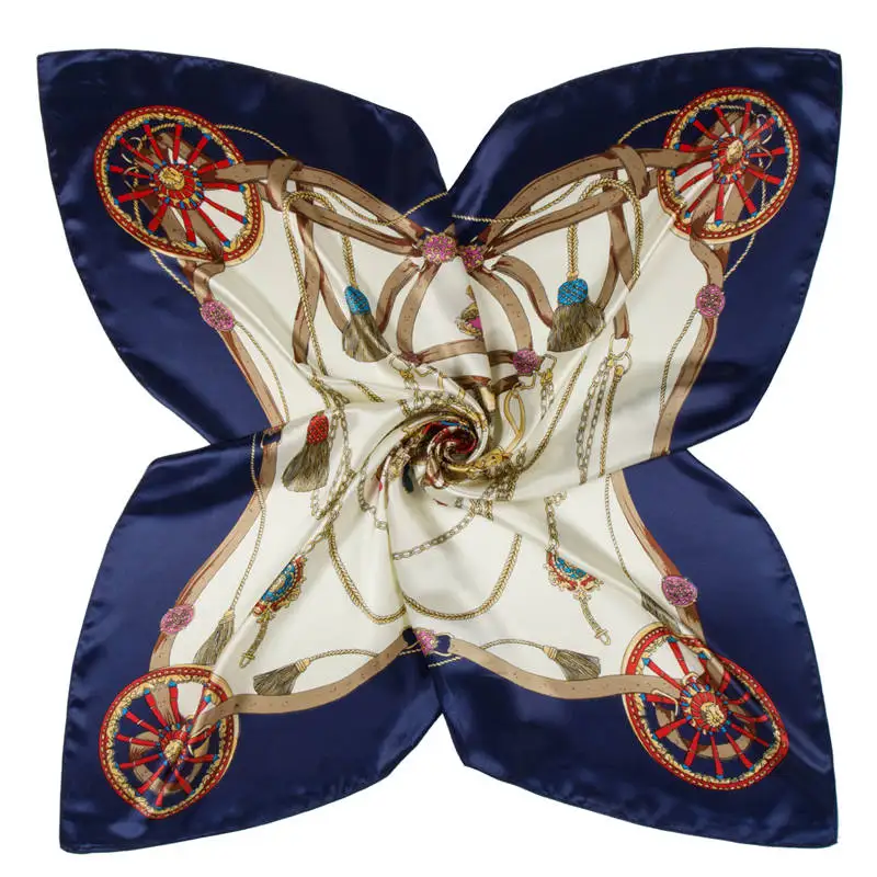 

Fashion Scarves for Women Shawl Print Silk Satin Hijab Scarf Female Bandana 90*90cm Luxury Brand Square Shawls Scarfs For Ladies