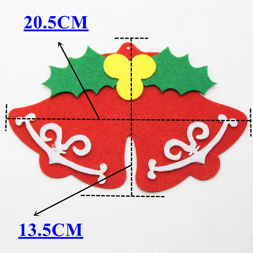 3 шт., Милый Колокольчик, режущий фетр, заплатки для рождественской елки, сделай сам, висячие украшения, рождественский подарок, для дома, комнаты, двери, наклейки на стену