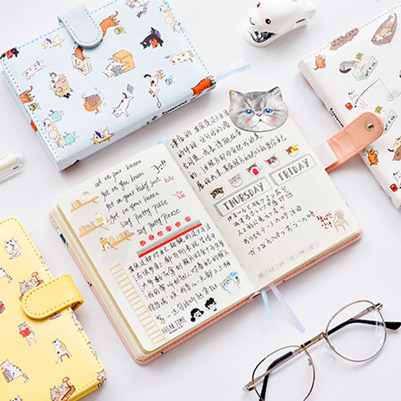 Kawaii cat travel journal Diary soft cover, Notepad planner 256 pages ...