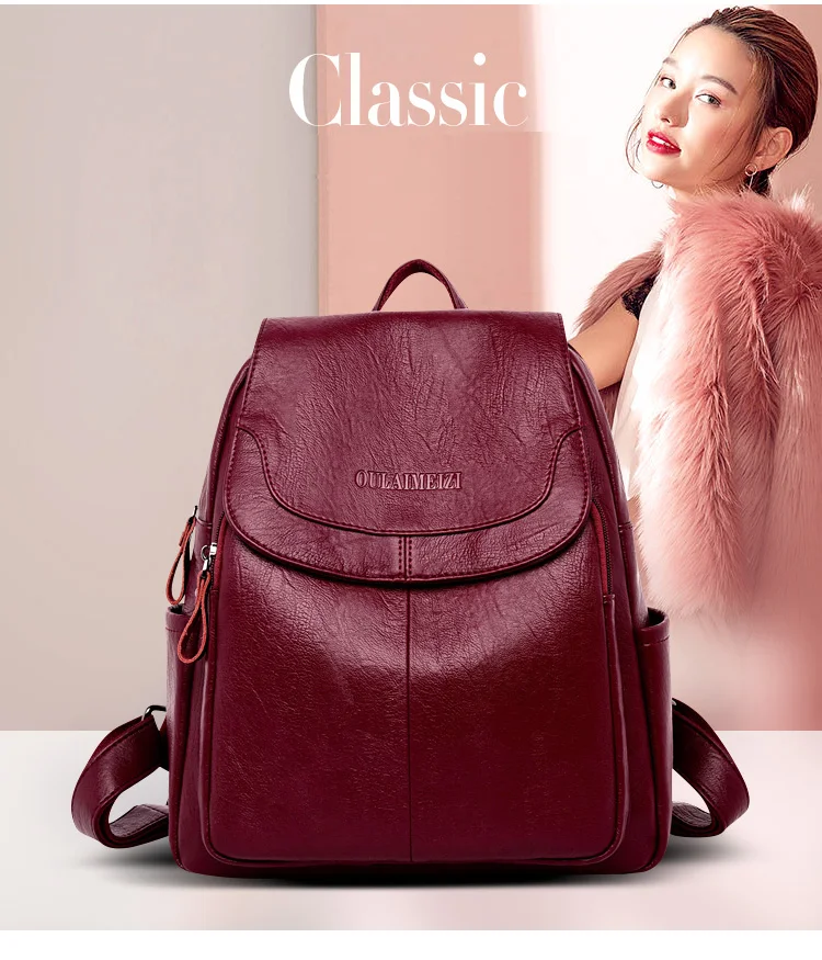 Women Soft Leather Backpacks Vintage Female Shoulder Bags Sac a Dos Casual Travel Ladies Bagpack Mochilas School Bags For Girls