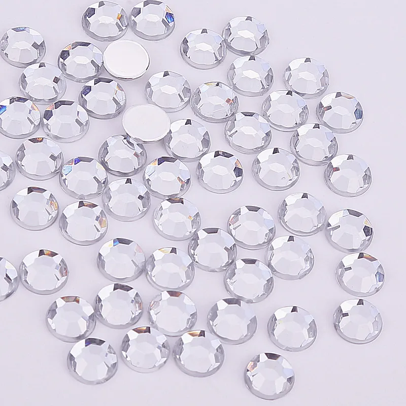 Colorful Glitter Crystal Acrylic Rhinestones Flatback Round For Garment Jewelry Nail Art Decorations 6 Sizes