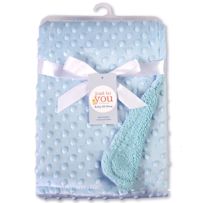 Детское одеяло s для новорожденных, детское теплое мягкое Флисовое одеяло, однотонный комплект постельных принадлежностей, Хлопковое одеяло, подгузники из муслина, аксессуары для комнаты - Цвет: Синий