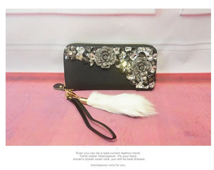 FeiHuang Crown Diamond Unicorn Genuine Leather Girl Zipper Wallets Clutch Coin Card Phone Purse For Women