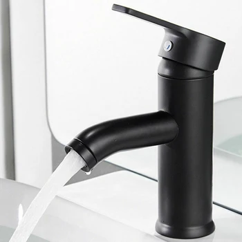 

Part Faucet Matte Black Bathroom Cold / Hot Mixer Rustproof Stainless Steel