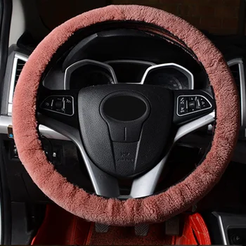 

1pc Car Interior Fluffy Thick Soft Steering Wheel Cover Decoration Winter Warm