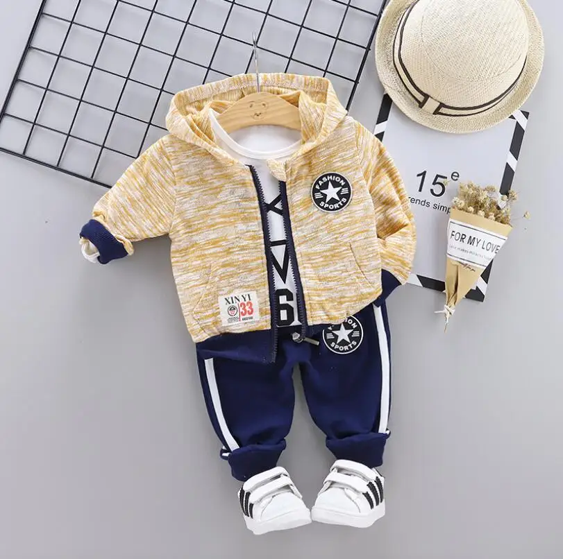 Boys'Dress/весенне-Осенняя детская одежда с длинными рукавами, модная спортивная одежда из трех предметов, одежда для мальчиков