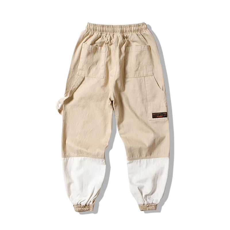 Уличные мужские брюки в стиле хип-хоп, с вышитыми буквами, контрастный цвет, сшитые комбинезоны, Мужские штаны в стиле хип-хоп, мужские брюки