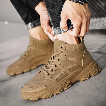 

Men Boots Leather Casual Ankle Botas Hombre Shoes for Men Work Hiking Boots Lightweight Winter Military Waterproof